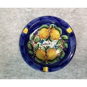 Vintage Amalfi Ashtray Beautiful Hand Painted Dip A Mano Signed by Artist